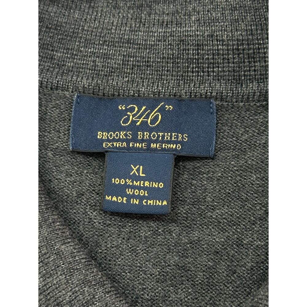 Brooks Brothers 346 Extra Fine Merino Wool Long Sleeve Polo Sweater Gray XL - Picture 5 of 8